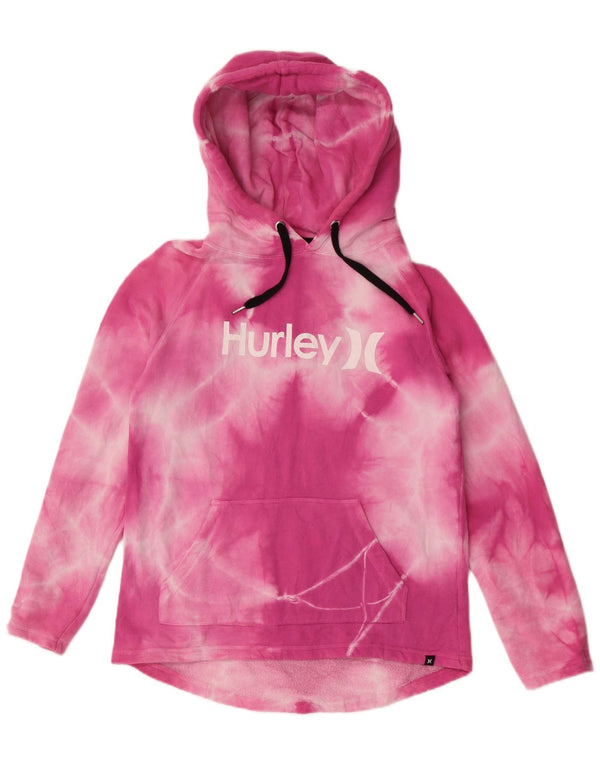Harley Womens Graphic Hoodie Pullover UK 10 Small Pink Tie Dye Cotton