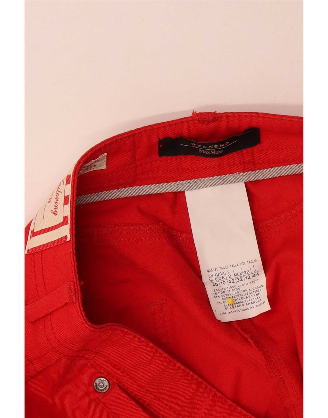 Max Mara Damen Weekend Slim Freizeithose UK 12 Medium W32 L30 Rot