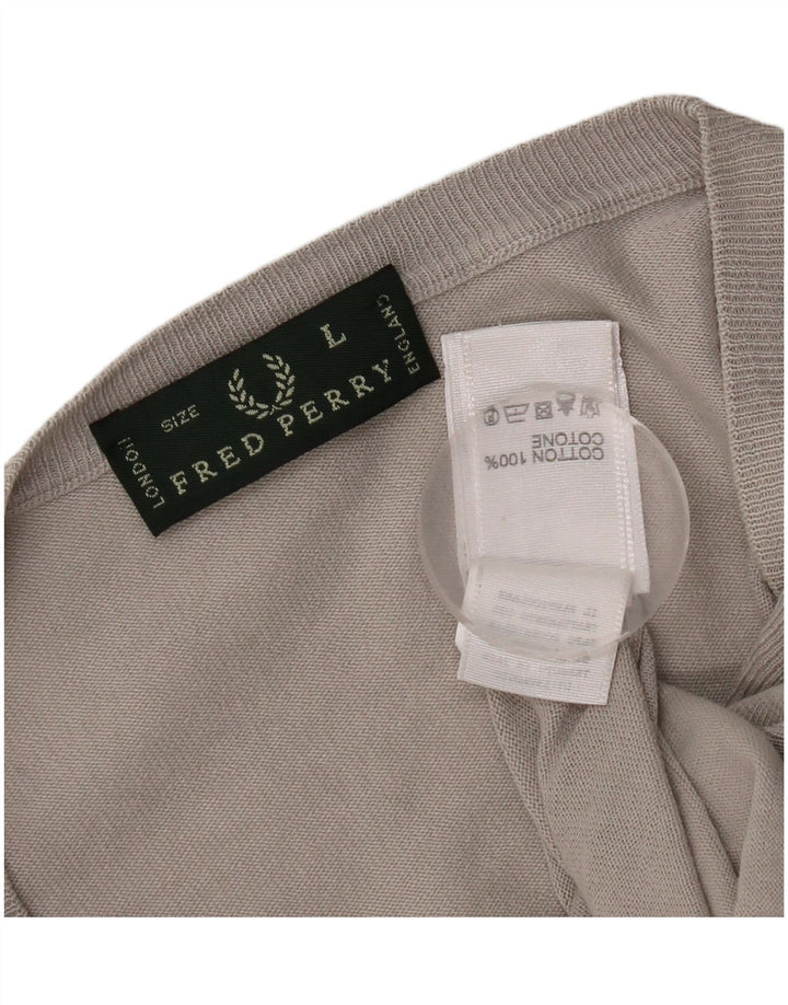 Fred Perry Herren-Cardigan-Pullover, große graue Baumwolle
