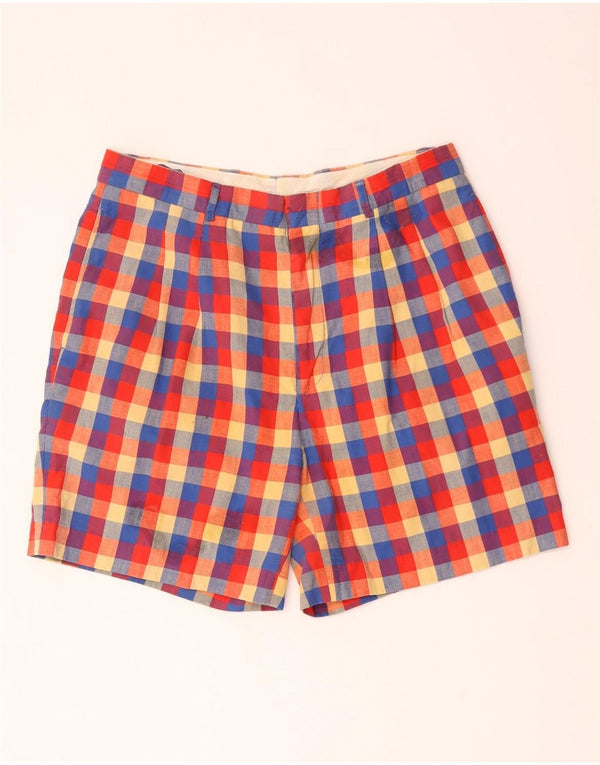 PENINSULA Herren-Chinoshorts Medium W30 Mehrfarbige Gingham-Baumwolle