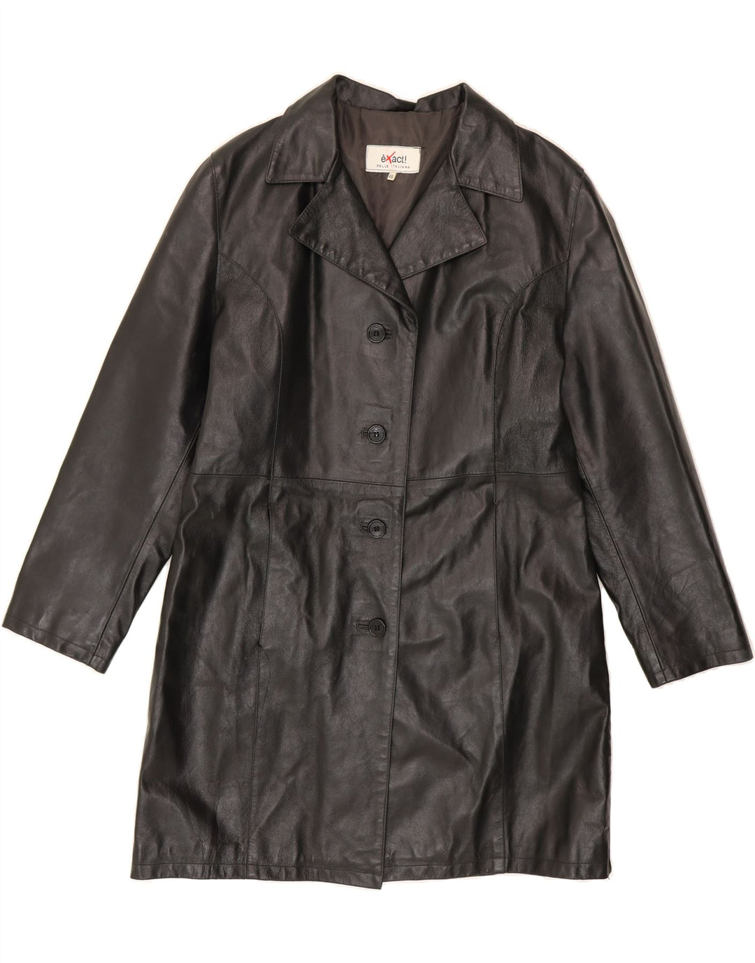 VINTAGE Womens Leather Coat IT 46 Large Black Leather Vintage Vintage and Second-Hand Vintage from Messina Hembry 