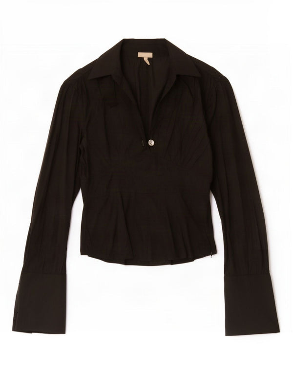 Karen Millen Damen Langarm-Blusenoberteil UK 10 Small Schwarz Polyester