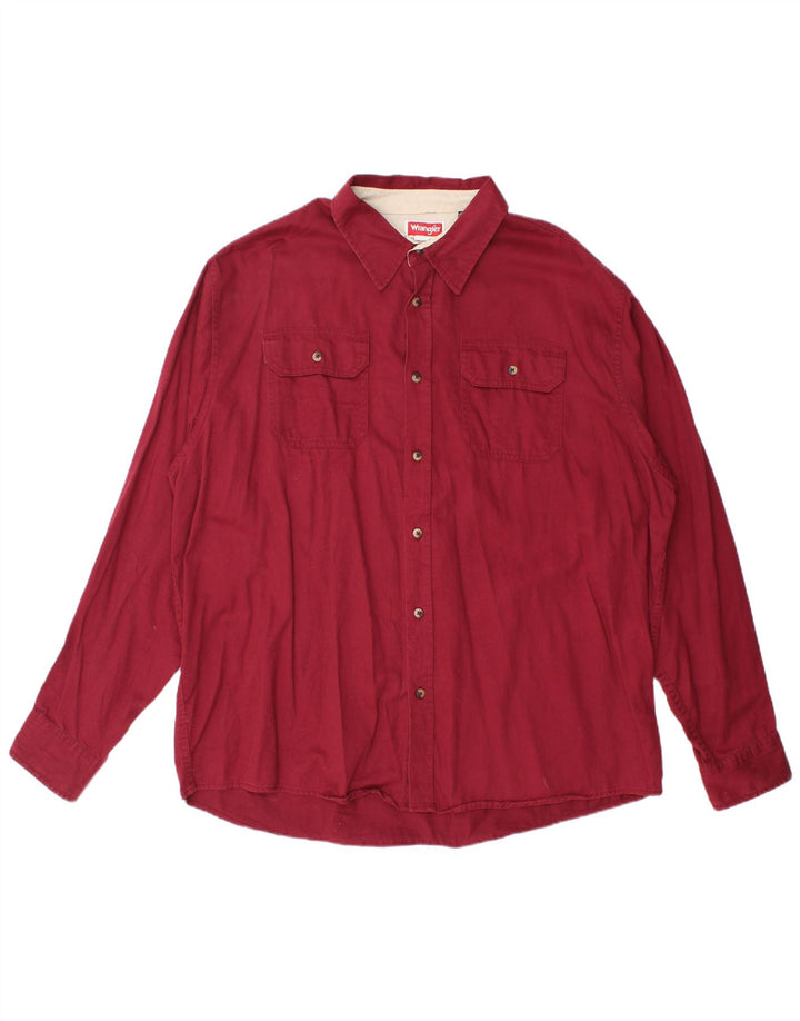 Wrangler Herrenhemd XL Burgunderrot aus Baumwolle