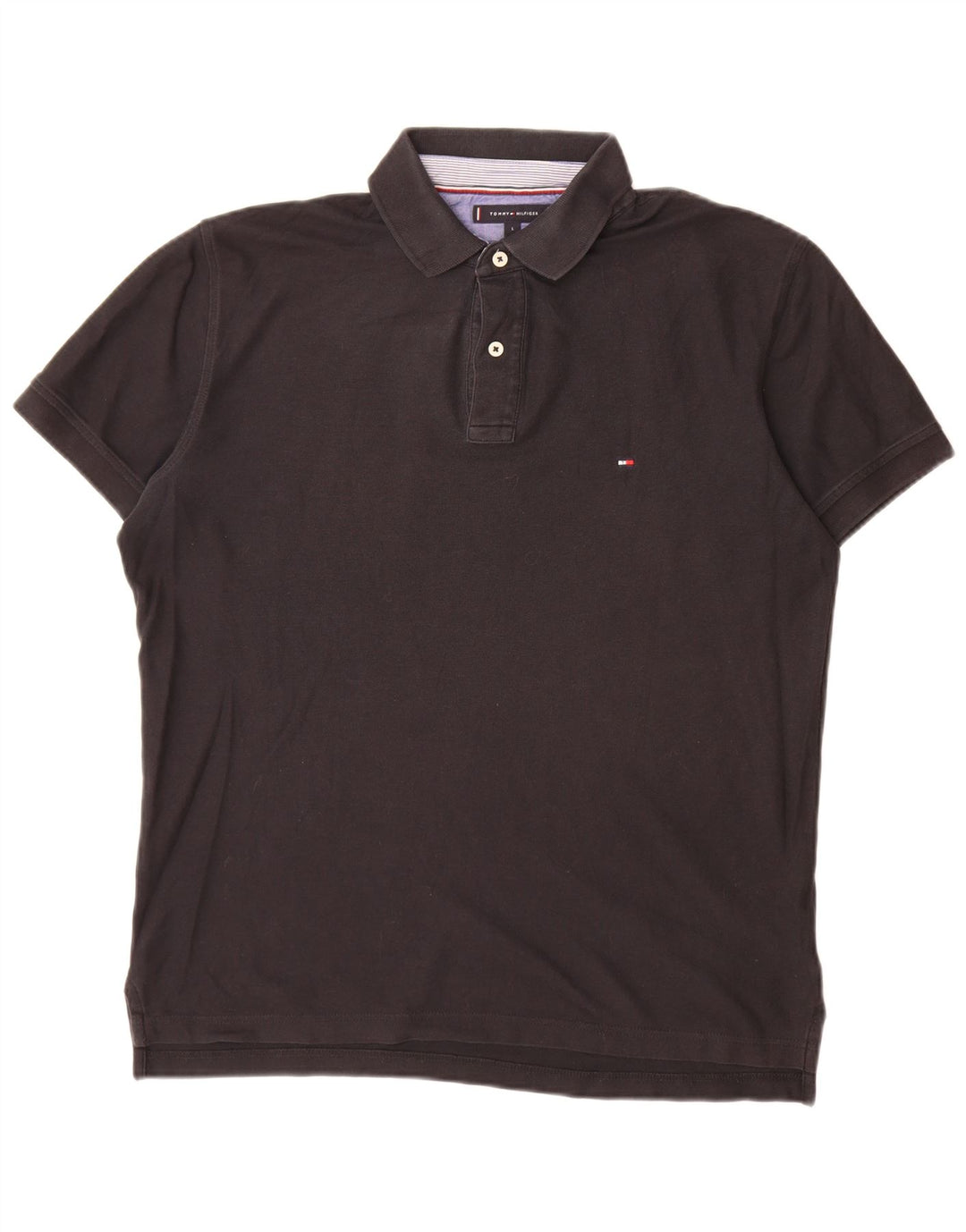 Tommy Hilfiger Herren-Poloshirt mit normaler Passform, große schwarze Baumwolle