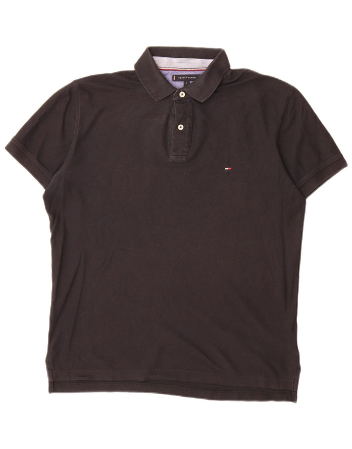 Tommy Hilfiger Herren-Poloshirt mit normaler Passform, große schwarze Baumwolle