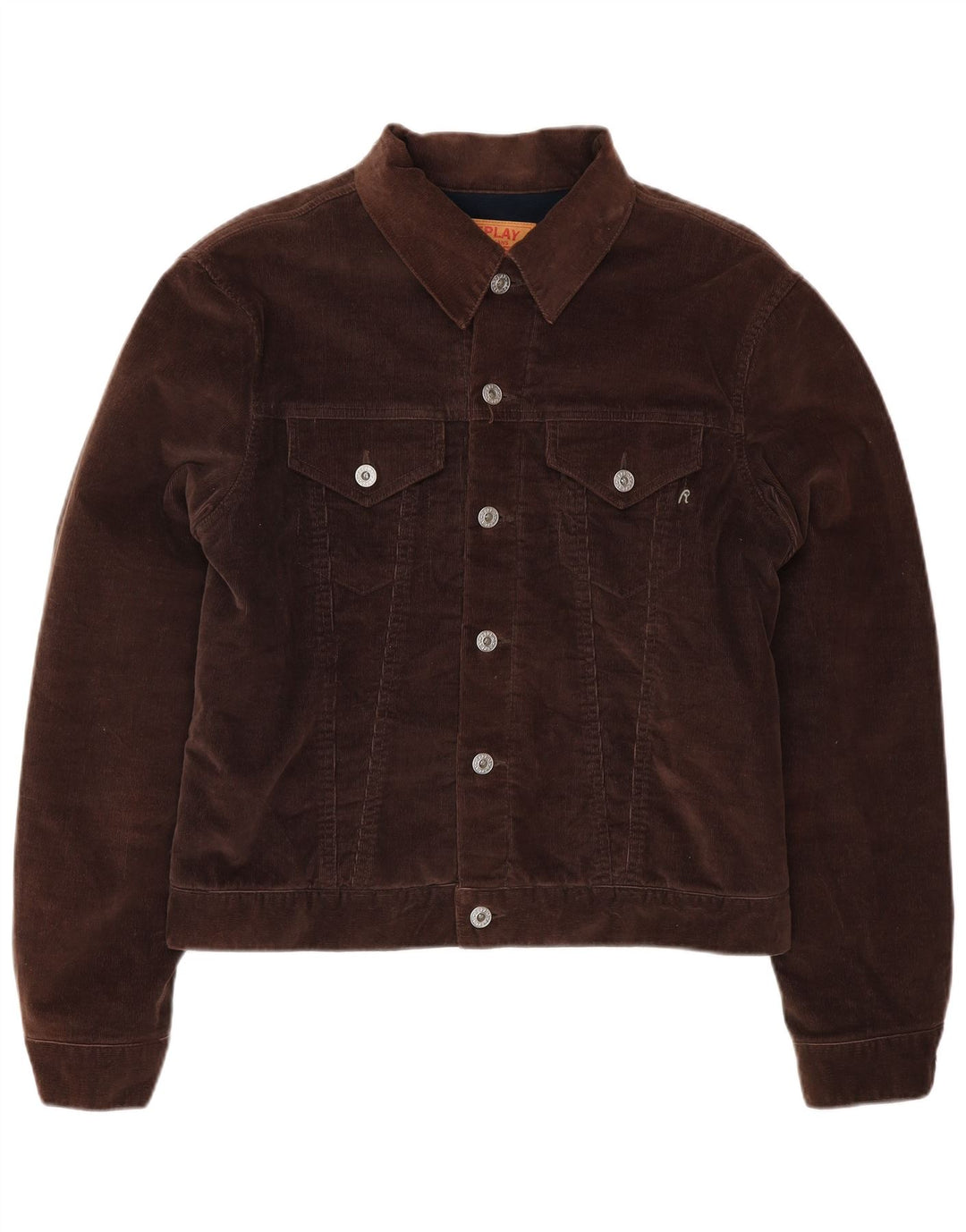 Replay Damen Cordjacke UK 14 Mittelbraune Baumwolle