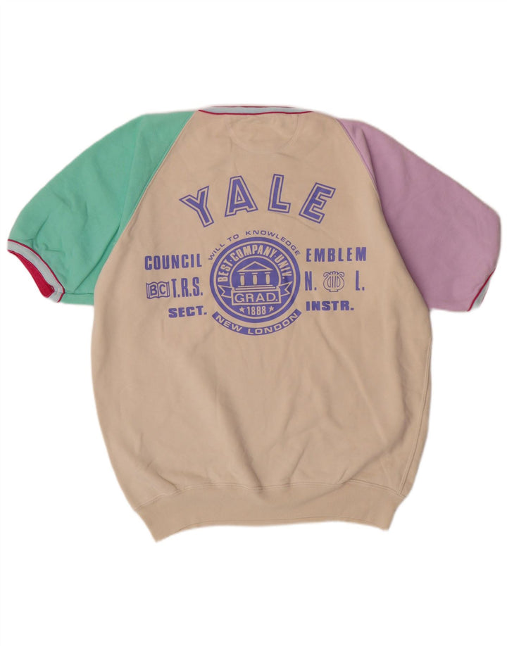 Best Company Herren-Sweatshirt mit Grafik, kurzärmelig, groß, beige, Baumwolle