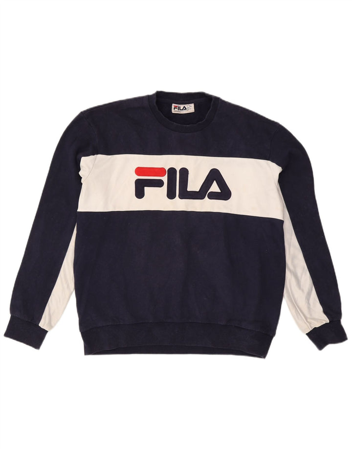 Fila Herren-Sweatshirt mit Grafik, groß, marineblau, Colourblock-Baumwolle