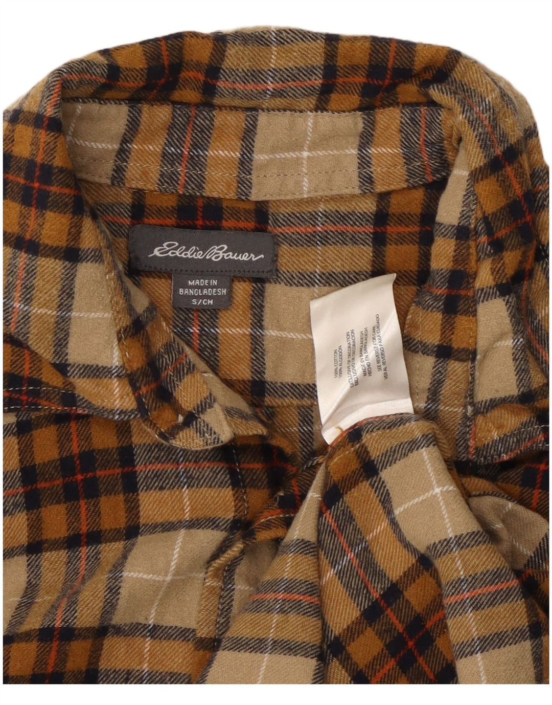 EDDIE BAUER Herren-Flanellhemd, klein, beige, kariert, Baumwolle