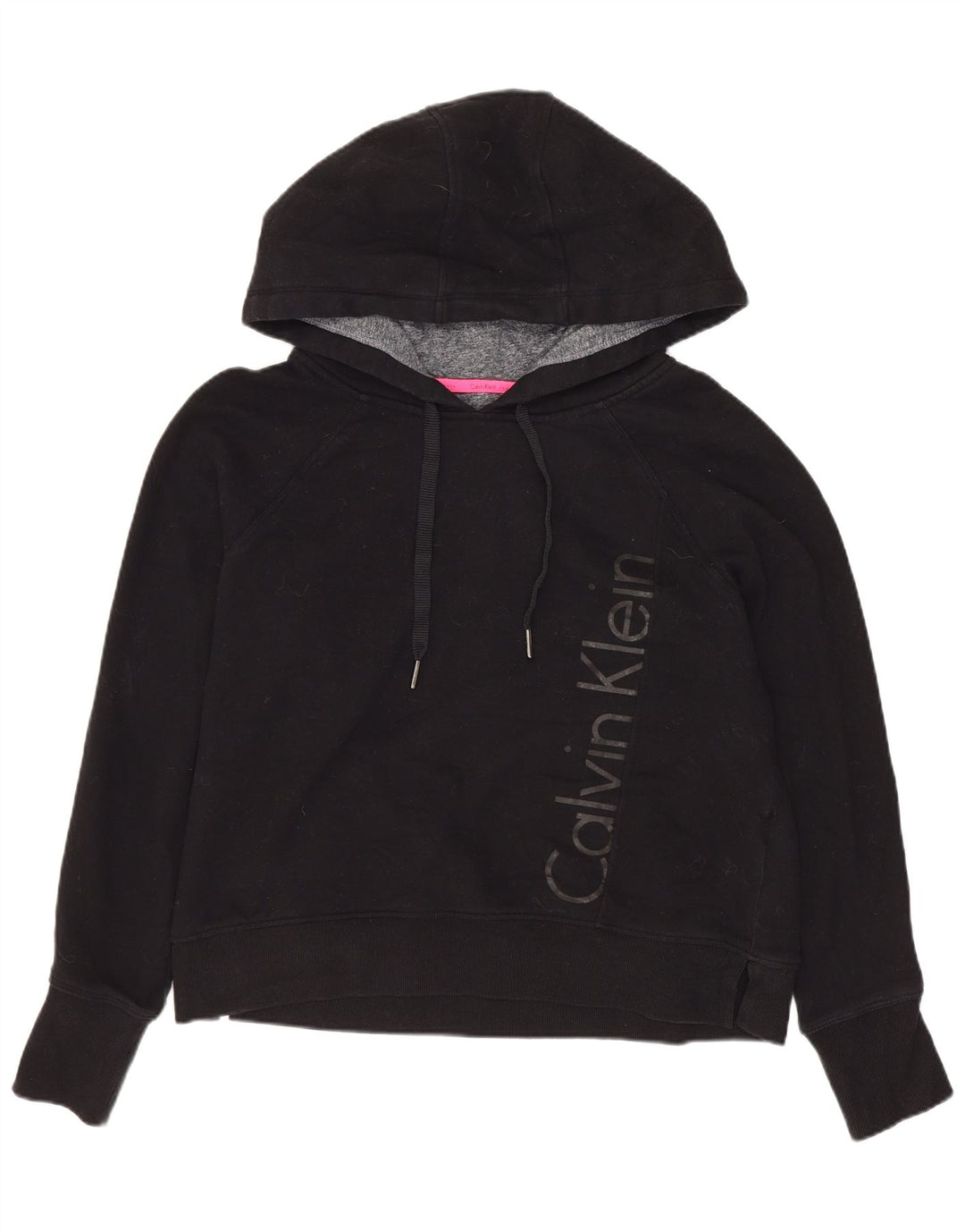 CALVIN KLEIN Damen Performance Crop Hoodie Pullover UK 14 Medium Schwarz