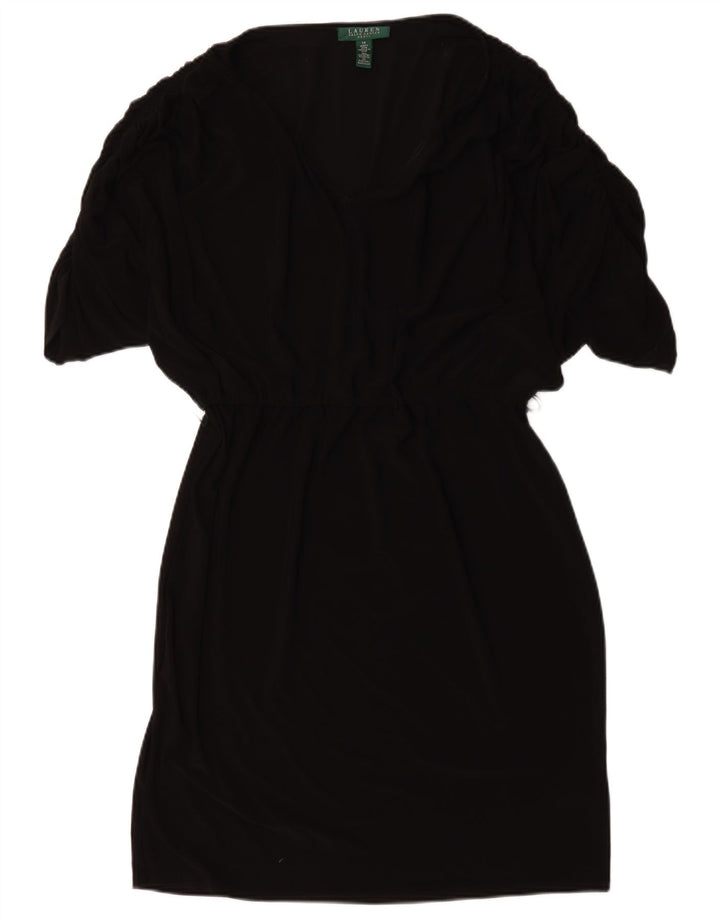 Ralph Lauren Damen Etuikleid US 14 XL Schwarz Polyester