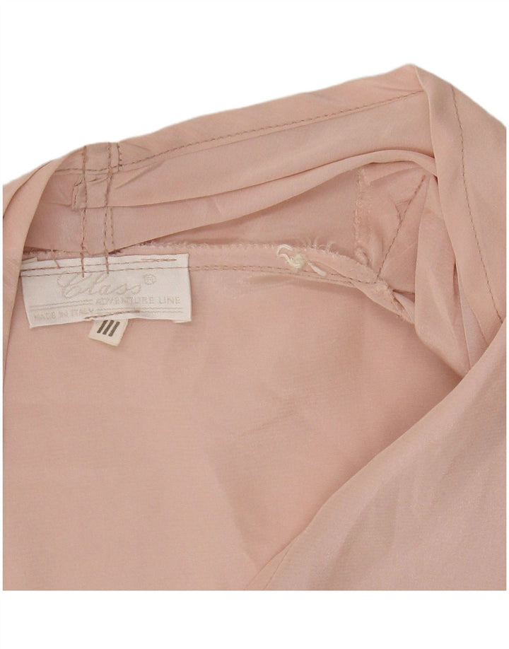 CLASS Womens Long Sleeve Wrap Crop Top UK 16 Large Pink Viscose