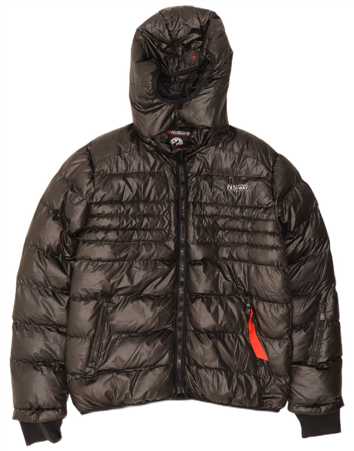 Wattierte Herrenjacke mit Kapuze, UK 50 3XL, schwarzes Polyester