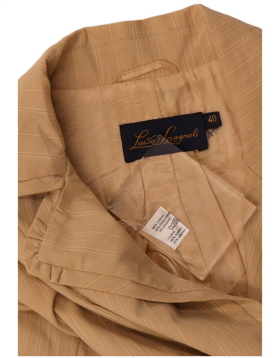 LUISA SPAGNOLI Damen offene Blazerjacke IT 40 Small Beige Nadelstreifen