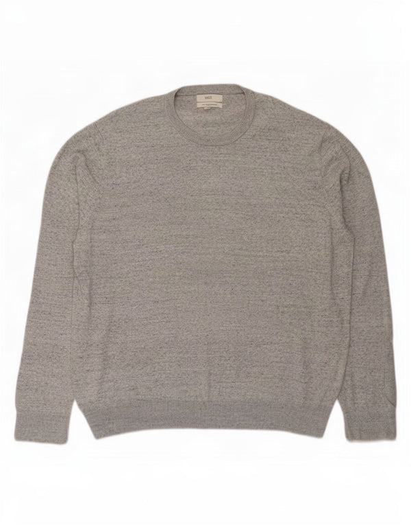 Marks & Spencer Herren-Pullover mit Rundhalsausschnitt, 2XL, grau gefleckte Baumwolle