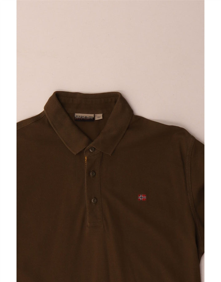Napapijri Herren-Poloshirt, groß, Khaki, Baumwolle
