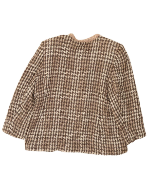 Vintage Damen 4-Knopf-Blazerjacke IT 46 Großer brauner Hahnentritt