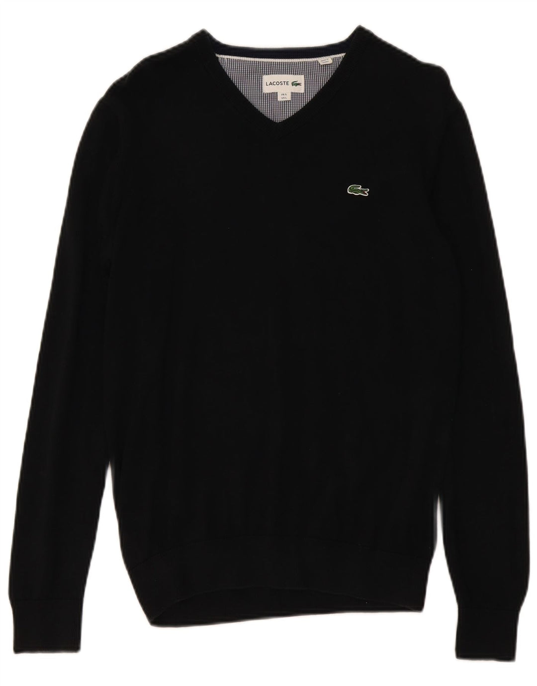 Lacoste Herren-Pullover mit V-Ausschnitt, Größe 5, große schwarze Baumwolle