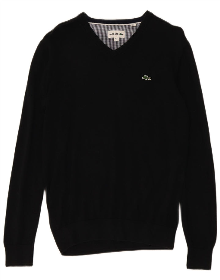 Lacoste Herren-Pullover mit V-Ausschnitt, Größe 5, große schwarze Baumwolle
