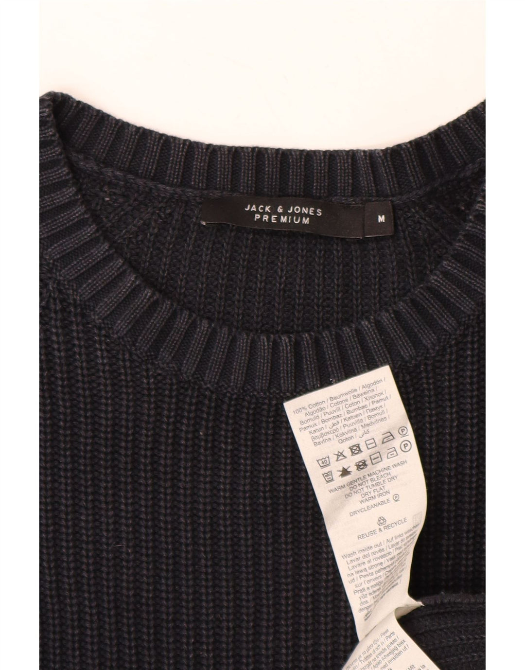 JACK & JONES Herren-Pullover mit Rundhalsausschnitt, mittelmarineblaue Baumwolle