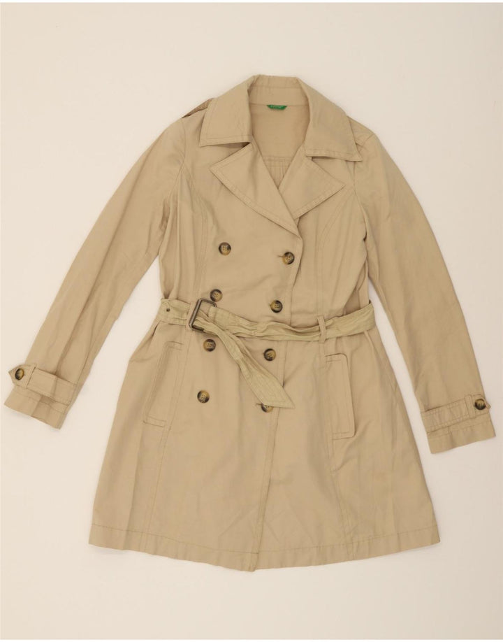 BENETTON Womens Trench Coat IT 42 Medium Beige Cotton Vintage Benetton and Second-Hand Benetton from Messina Hembry 