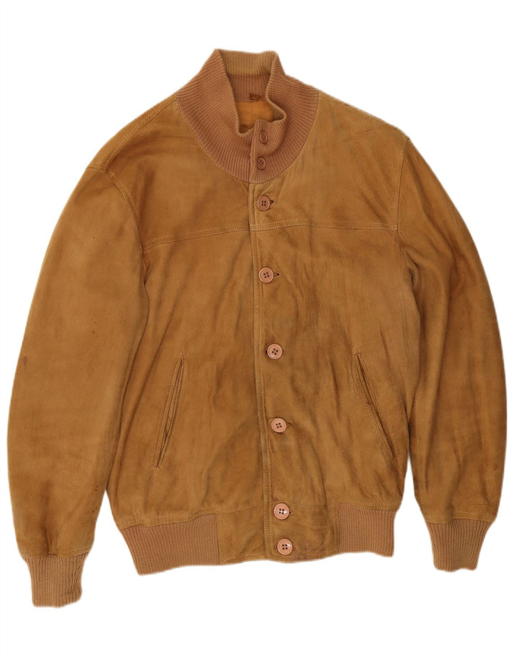 Maren Herren Wildleder Bomberjacke UK 40 Großes beiges Wildleder