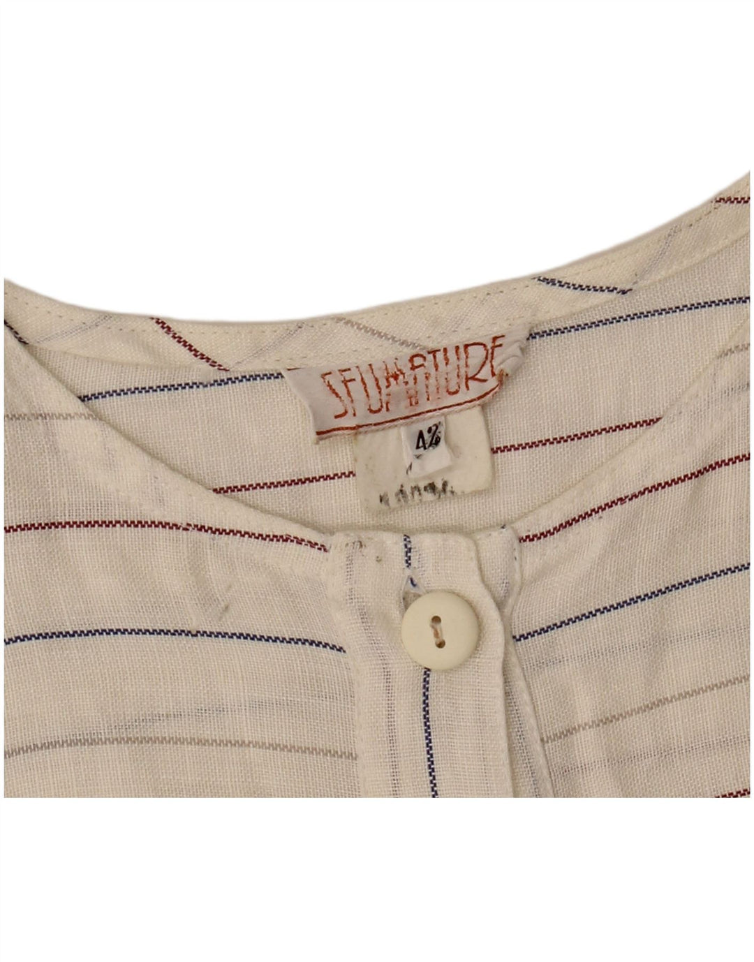 Vintage Damen Ärmelloses Etuikleid IT 42 Medium Off White gestreift