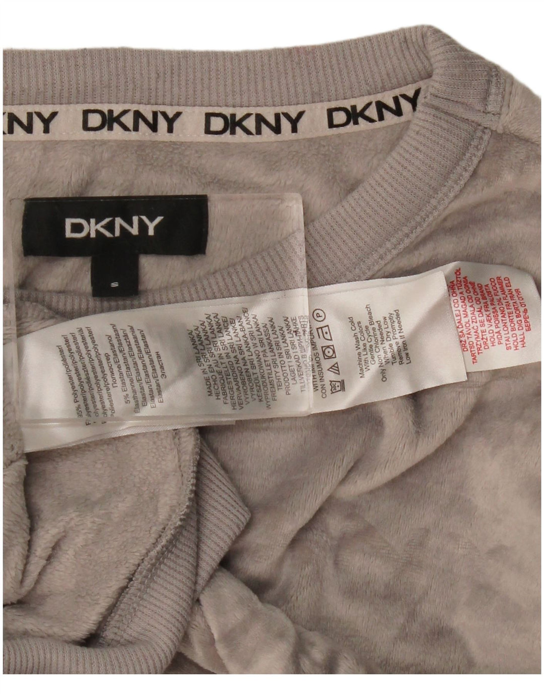Dkny Damen-Sweatshirt aus grafischem Velours, Gr. 10, Größe S, grau, Polyester