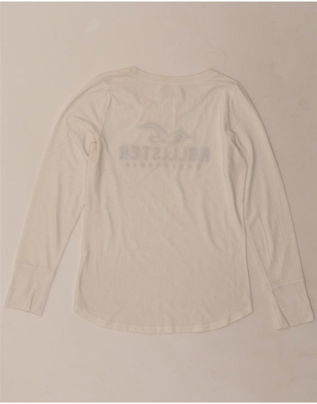 HOLLISTER Damen Graphic Top Langarm UK 14 Mittelweiß
