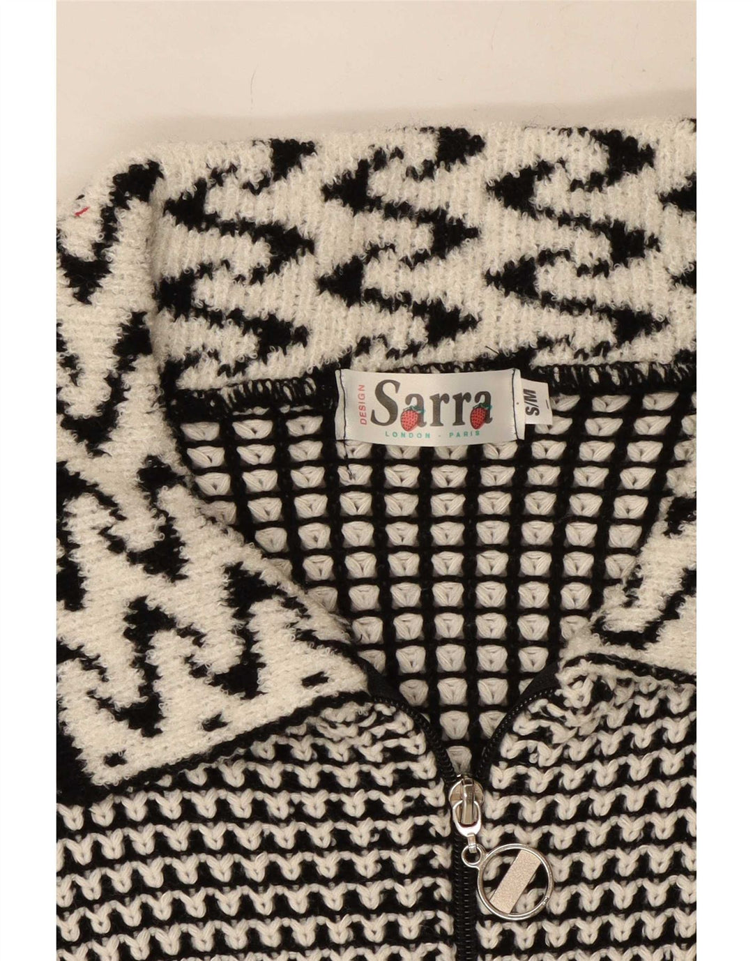 Vintage Damen Cardigan Pullover UK 14 Mittelgrau Geometrisch