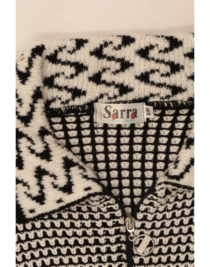 Vintage Damen Cardigan Pullover UK 14 Mittelgrau Geometrisch