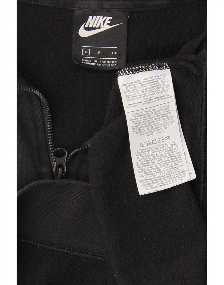 Nike Damen Oversized Sweatshirt mit Reißverschluss am Hals Jumper UK 10 Klein Schwarz Baumwolle