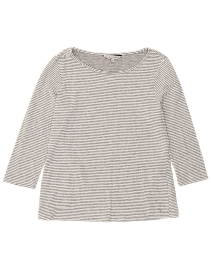 Crew Clothing Damen-Top, 3/4-Ärmel, UK-Größe 40, Größe L, grau gestreift, Polyester