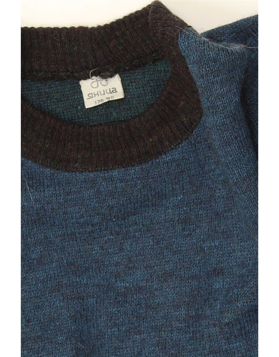 Vintage Herren Pullover mit Rundhalsausschnitt Mittelblau Fair Isle