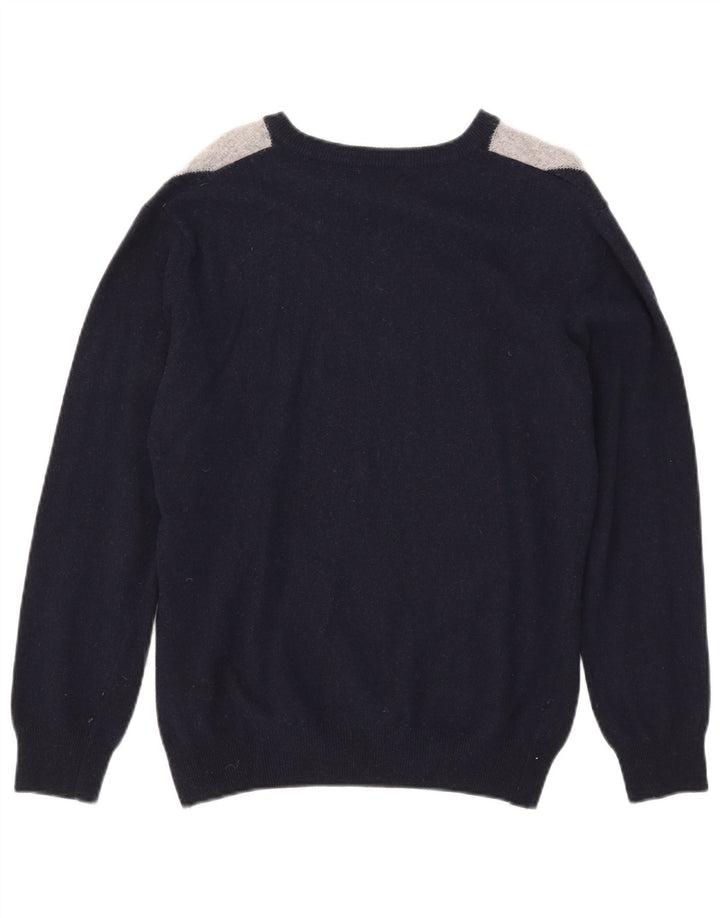 Filippo Riberti Herren-Pullover mit V-Ausschnitt, Größe S, Marineblau, Argyle/Diamant