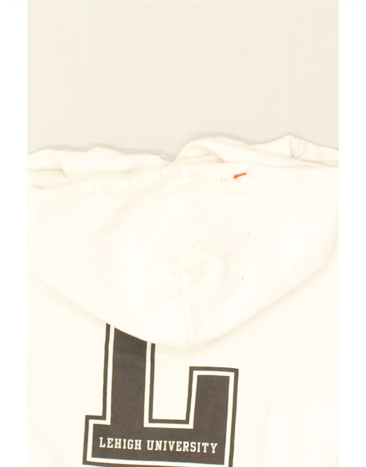 CHAMPION Mens Leligh University Graphic Hoodie Jumper Medium White Cotton | Vintage Champion | Thrift | Second-Hand Champion | Used Clothing | Messina Hembry 
