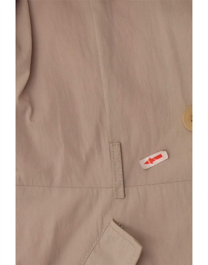 Dkny Zweireihiger Damenmantel mit 3/4-Ärmeln, UK 16, Größe L, Grau, Polyester