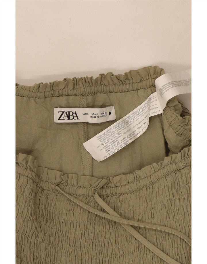 Zara Damen Skort UK 8 Small Khaki Baumwolle