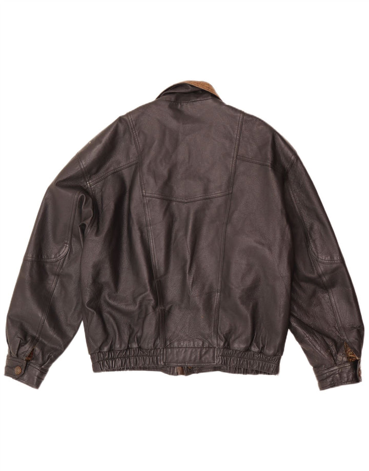 C&A Herren Bomber-Lederjacke EU 48 Mittelschwarz