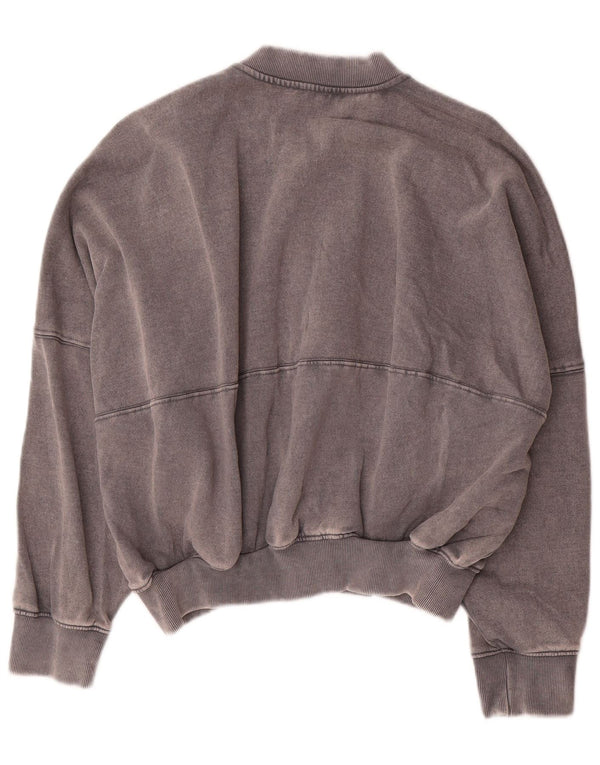 Zara Damen Crop-Oversize-Trainingsanzug-Top-Jacke, UK-Größe 10, Größe S, graue Baumwolle