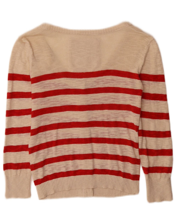 Abercrombie & Fitch Damen-Cardigan-Pullover UK 10 Small Beige gestreift