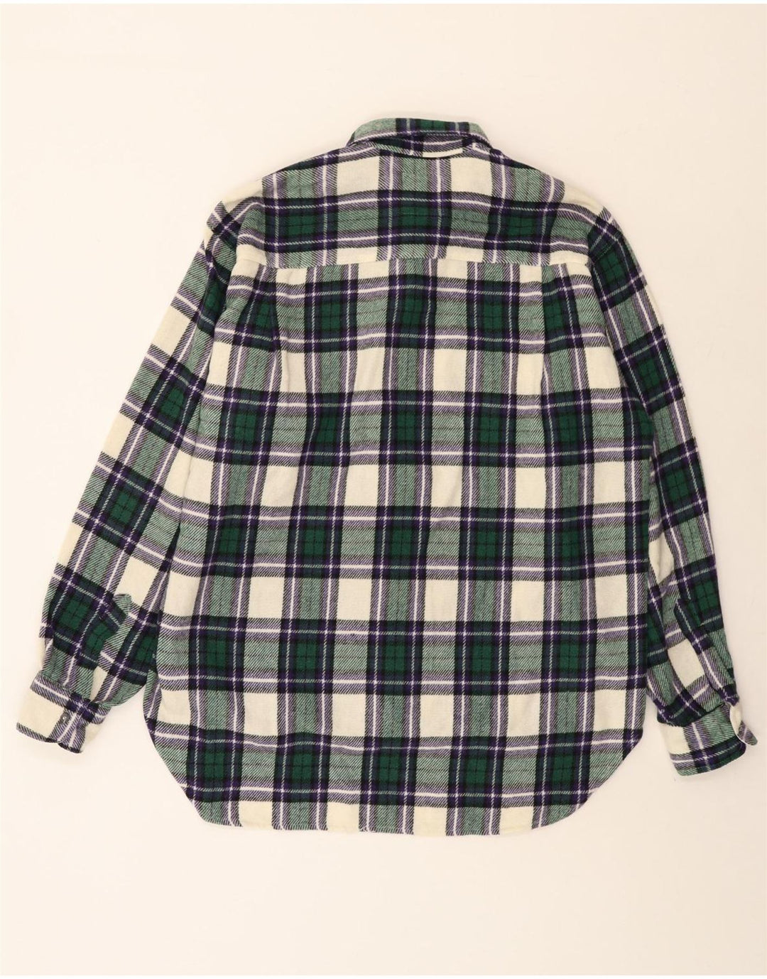 Benetton Herren Flanellhemd XL grün karierte Wolle