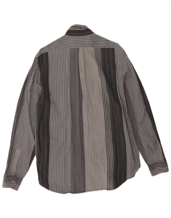 Trussardi Jeans Herrenhemd XL grau gestreift aus Baumwolle