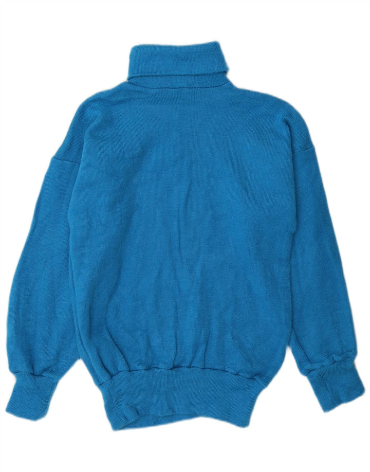 Vintage Damen Rollkragenpullover Pullover UK 14 Mittelblau