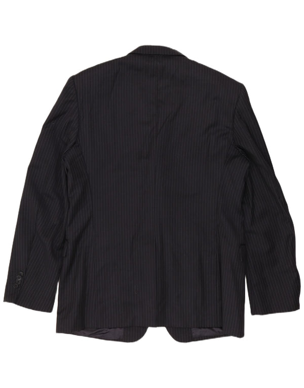 Ferre Herren-Blazer mit 3 Knöpfen, IT 54 2XL, marineblaue Nadelstreifen-Schurwolle