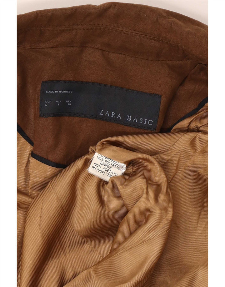 Zara Damen 1-Knopf-Blazer-Jacke, UK 14, großes braunes Polyester