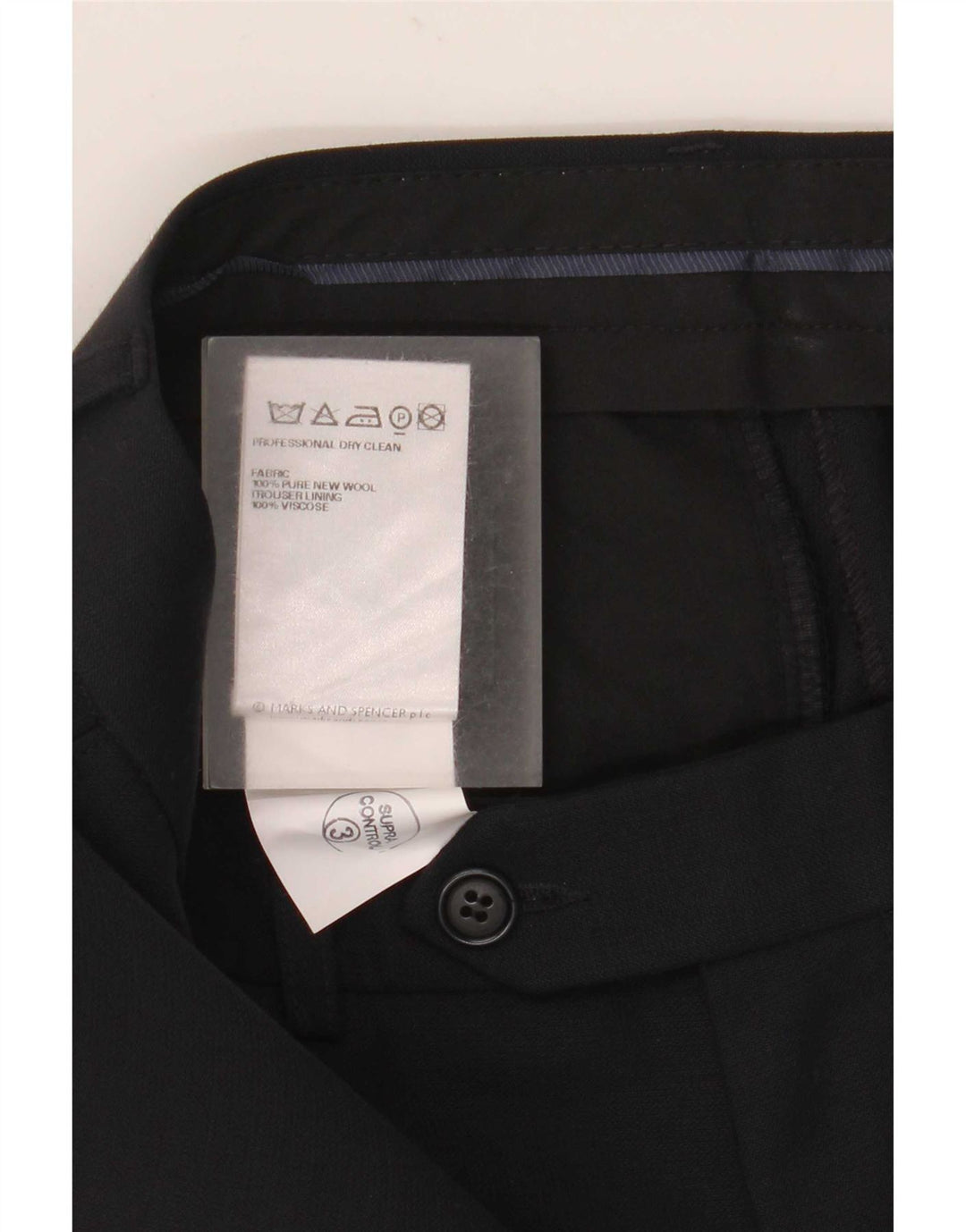 Gerade Herren-Anzughose von Marks & Spencer, W30, L29, marineblaue Schurwolle