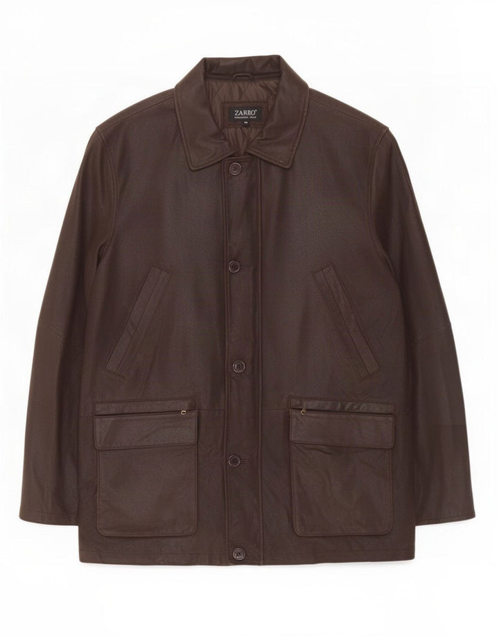 Zarro Herren Leder-Windbreaker-Mantel IT 54 2XL Braun