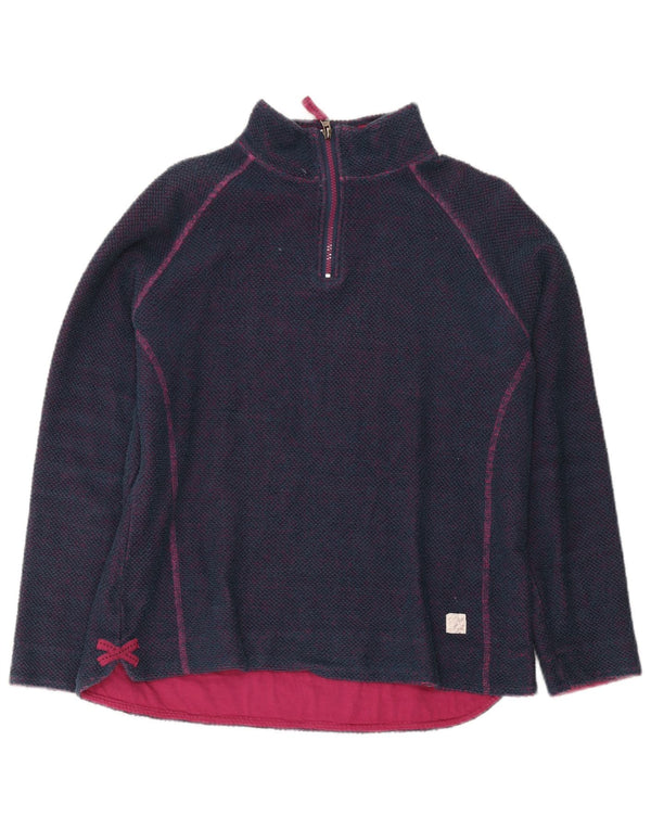 Weird Fish Womens Zip Neck Sweatshirt Jumper UK 14 Large Navy Blue Cotton