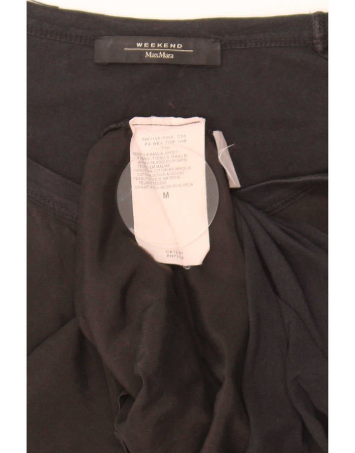 Max Mara Damen Weekend T-Shirt Top UK 12 Mittelschwarze Baumwolle